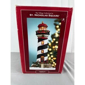 St. Nicholas Square Black & White Lighthouse 2005 Christmas Village